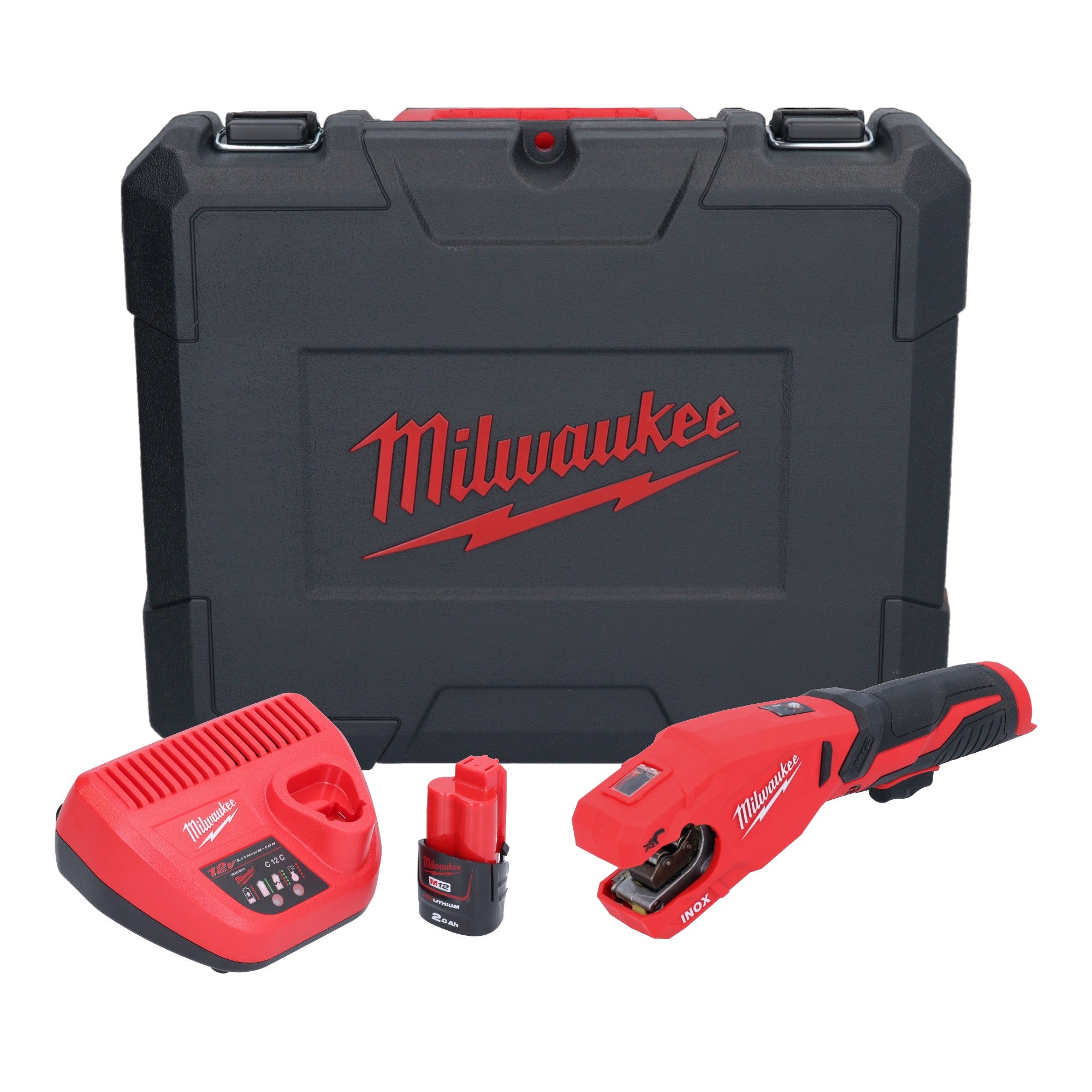 Milwaukee M12 PCSS 201C Akku Edelstahl Rohrabschneider 12 V 12 28 mm 1x Akku 2 0 Ah Ladegeraet Koffer 0 - toolbrothers
