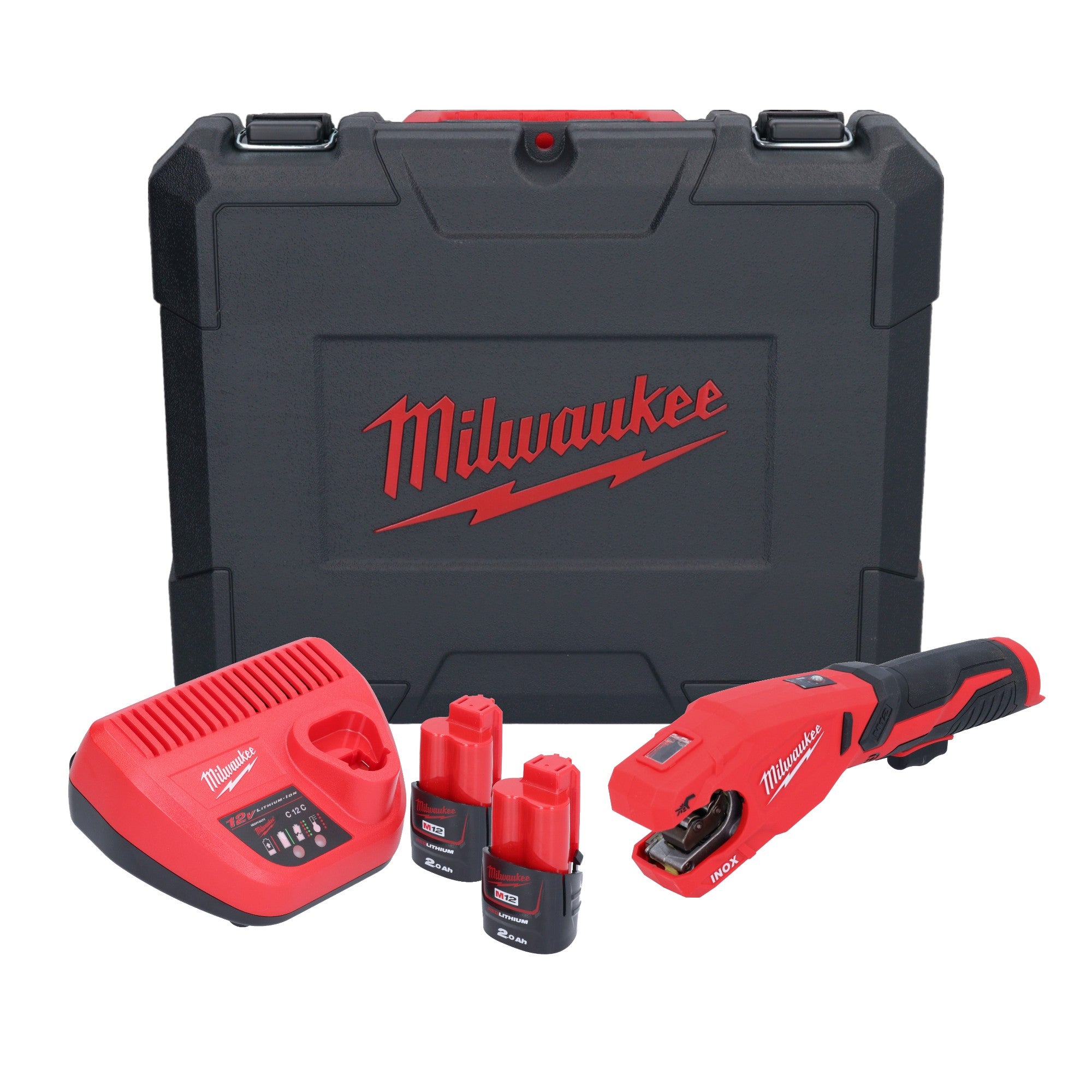 Milwaukee M12 PCSS 202C Akku Edelstahl Rohrabschneider 12 V 4933479242 12 28 mm 2x Akku 2 0 Ah Ladegeraet Koffer 0 - toolbrothers