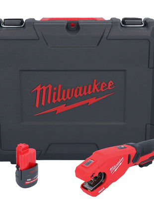 Coupe-tube en acier inoxydable sur batterie Milwaukee M12 PCSS-251C 12 V 12 - 28 mm + 1x batterie 2,5 Ah + étui - sans chargeur