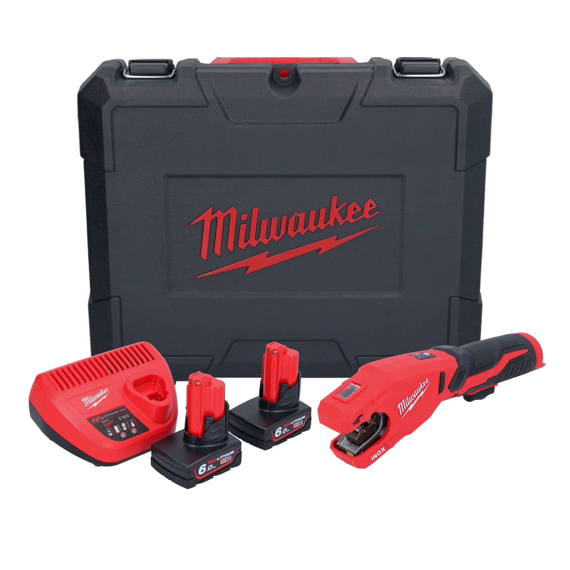 Milwaukee M12 PCSS 602C Akku Edelstahl Rohrabschneider 12 V 12 28 mm 2x Akku 6 0 Ah Ladegeraet Koffer 0 - toolbrothers