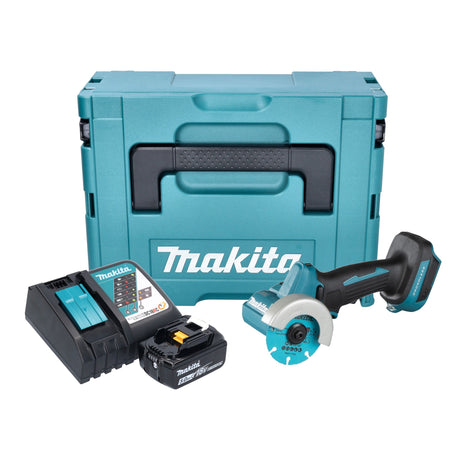 Makita DMC 300 RT1J akumulatorowa szlifierka kątowa 18 V 76 mm bezszczotkowa + 1x akumulator 5,0 Ah + ładowarka + Makpac