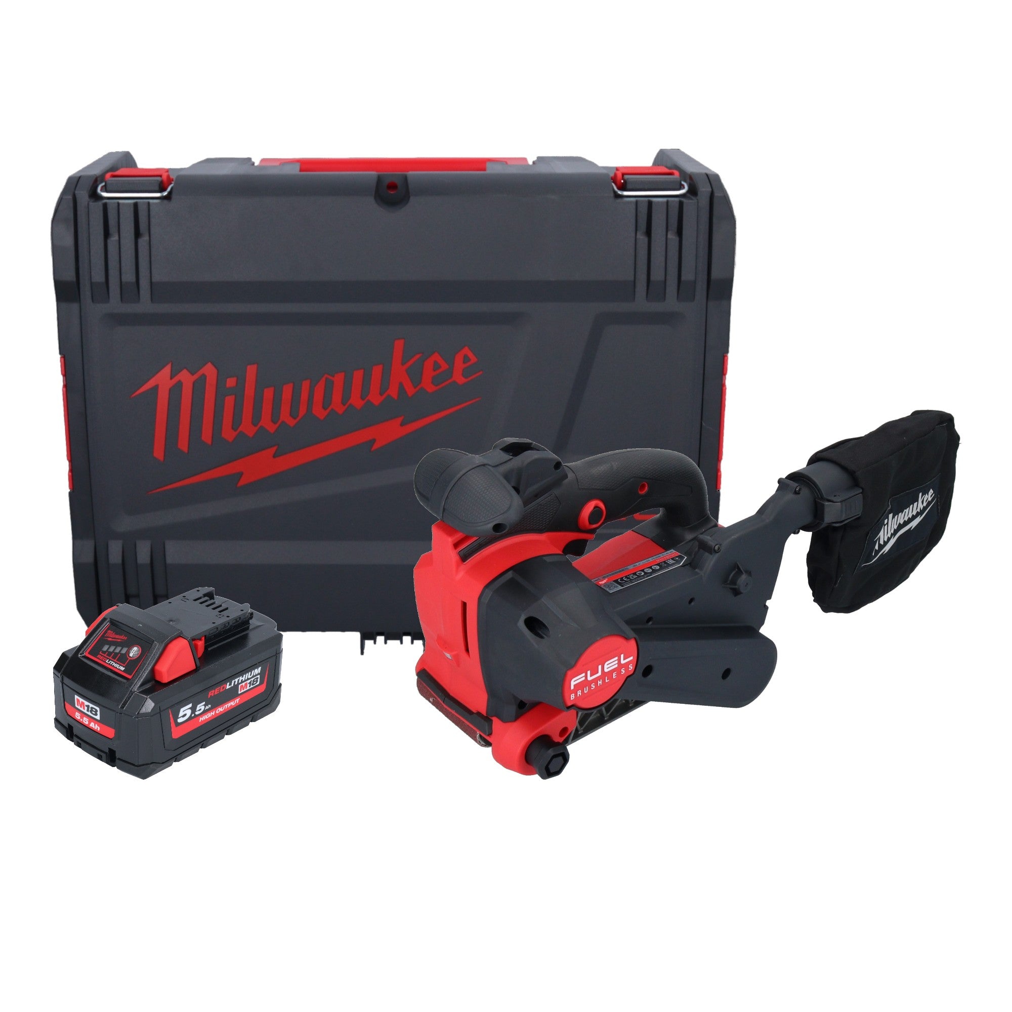 Milwaukee M18 FBTS75 551X Akku Bandschleifer 18 V 75 x 457 mm Brushless 1x Akku 5 5 Ah HD Box ohne Ladegeraet 0 - toolbrothers