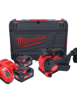 Milwaukee M18 FBTS75-552X akumulatorowa szlifierka taśmowa 18 V 75 x 457 mm bezszczotkowa + 2x akumulator 5,5 Ah + ładowarka + skrzynka HD