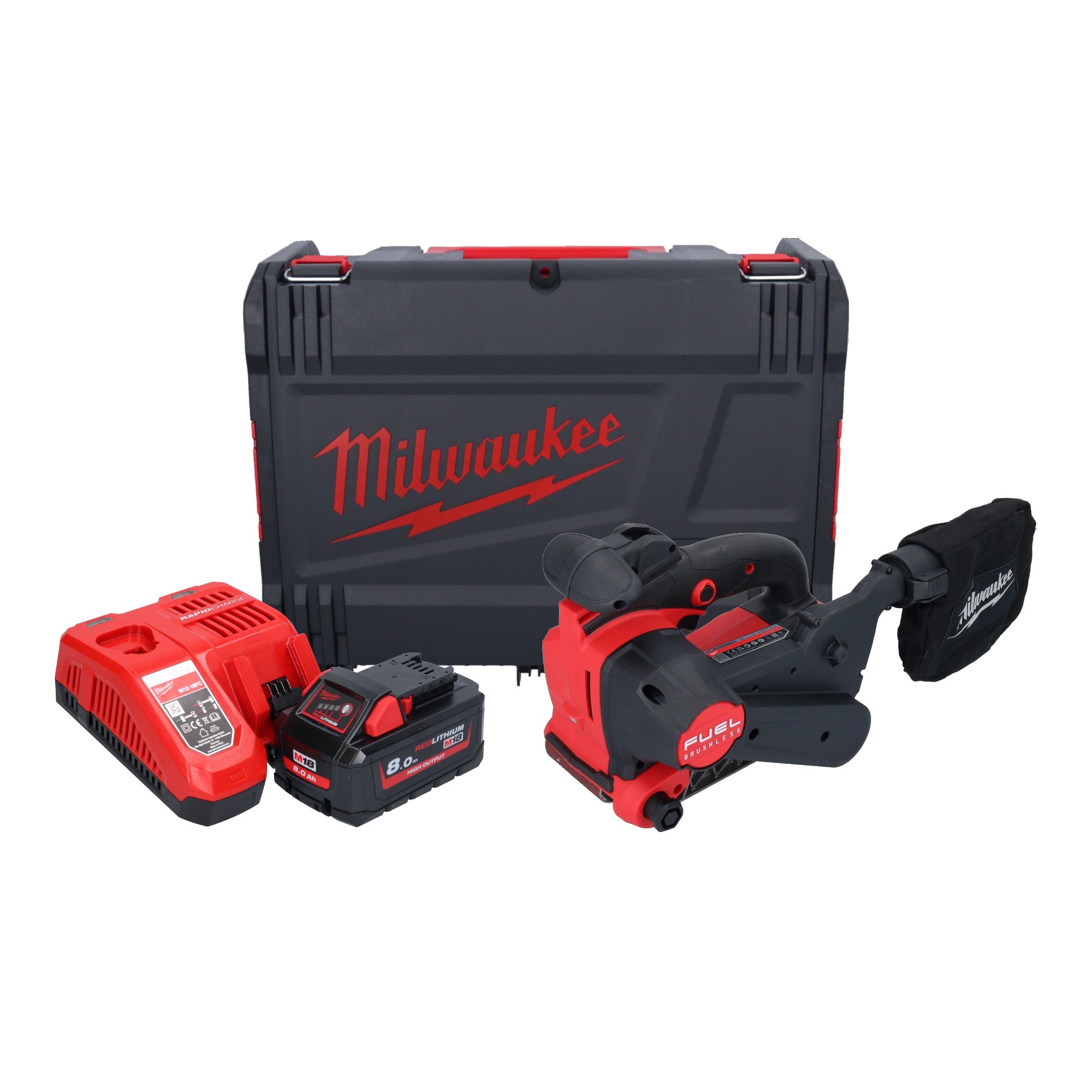 Milwaukee M18 FBTS75 801X Akku Bandschleifer 18 V 75 x 457 mm Brushless 1x Akku 8 0 Ah Ladegeraet HD Box 0 - toolbrothers