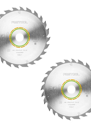 Festool HW 230x2,5x30 W24 piła tarczowa WOOD STANDARD 2 szt. ( 2x 500647 ) 230 x 2,5 x 30 mm 24 zęby do wszystkich materiałów drewnopochodnych, płyt budowlanych, miękkich tworzyw sztucznych, cięcie zgrubne