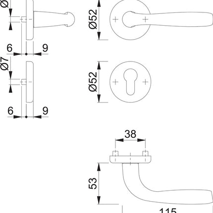 Zestaw róż HOPPE Maribor 1766/17KV/17KVS Aluminium F1 ( 3000203145 )