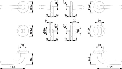 Zestaw róż HOPPE Maribor 1766/17KV/17KVS Aluminium F1 ( 3000203146 )