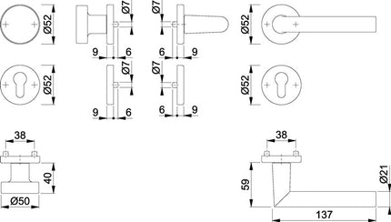 HOPPE Zestaw rozet Amsterdam 58/42KV/42KVS/1400 Aluminium F1 ( 3000203803 )