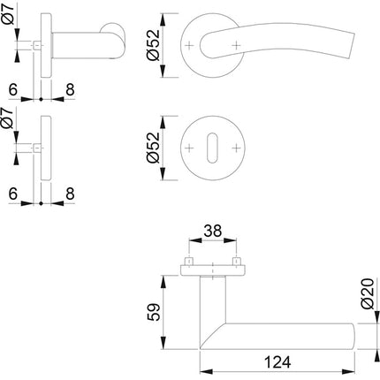 HOPPE Zestaw rozet Antwerpia E1402Z/42KV/42KVS Stal nierdzewna F69 ( 3000252905 )