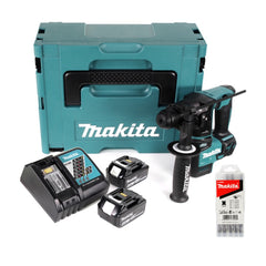 Makita DHR 171 18 V 2-stufig Brushless Akku Bohrhammer SDS Plus  + 2x Akku 6,0 Ah + Ladegerät + 5 tlg. Hartmetall Bohrer Set + Makpac - Toolbrothers