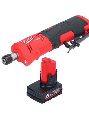 Milwaukee M12 FDGS-601 Akku Geradschleifer 12 V 6 / 8 mm Brushless + 1x Akku 6,0 Ah - ohne Ladegerät