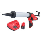 Milwaukee M12 PCG/400A-201 Akumulatorowy pistolet na kartusze 12 V 400 ml + 1x akumulator 2,0 Ah + ładowarka