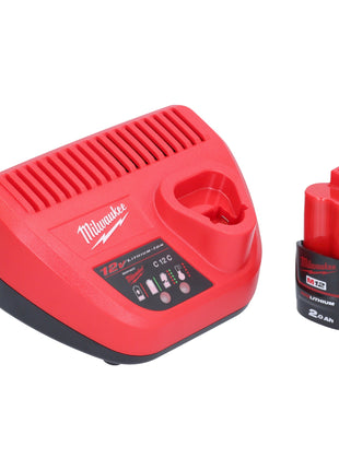 Milwaukee M12 PCG/400A-201 Akumulatorowy pistolet na kartusze 12 V 400 ml + 1x akumulator 2,0 Ah + ładowarka