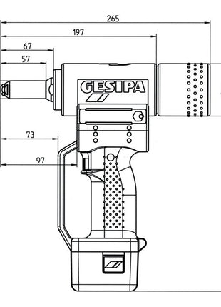 GESIPA Appareil à rivetage aveugle sans fil AccuBird® 7 pièces 10000 N ( 4000813080 )