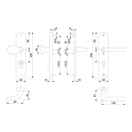 Meble HOPPE Stockholm 76G/3332ZA/3410/1140 Aluminium F1 ( 3000209128 )