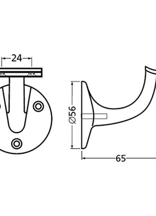 HERMETA Handlaufträger 3500 Aluminium kunststoffbeschichtet schwarz ( 3000283325 )