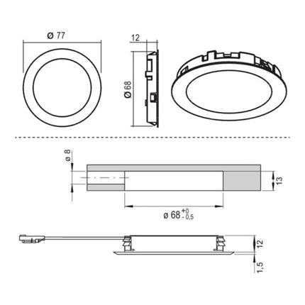 Lampa wpuszczana L&S Moonlight Emotion 12 V 3,6 W ( 3000550001 )