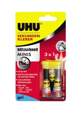 UHU Sekundenkleber blitzschnell MINIS Gel 3x 1 g ( 4000353355 )