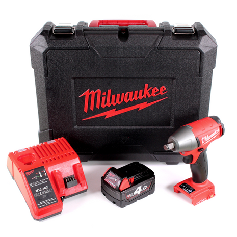 Milwaukee M18 ONEIWF12 401C 18 V Li-Ion Akku Schlagschrauber im Werkzeugkoffer + 1x M18 B4 4,0 Ah Akku + M12-18C Ladegerät - Toolbrothers