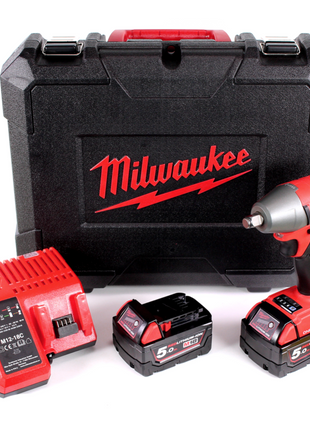 Milwaukee M18 ONEIWF12 502C 18 V Li-Ion Akku Schlagschrauber im Werkzeugkoffer + 2x M18 B5 5,0 Ah Akku + M12-M18C Ladegerät - Toolbrothers