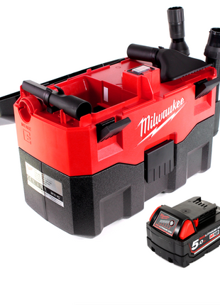 Milwaukee M18 VC 501 18V Akku Nass- & Trockensauger + 1x Akku 5,0Ah - ohne Ladegerät - Toolbrothers