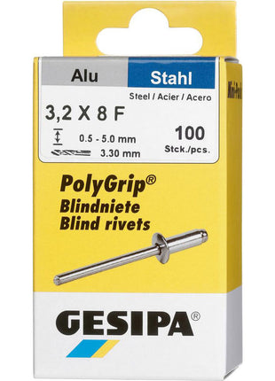 GESIPA Rivet POP PolyGrip® tige de rivet D. x l 3,2 x 8 mm ( 4000813757 )