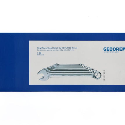 GEDORE Zestaw kluczy płasko-oczkowych 7-08 8-częściowy Szerokość klucza płaskiego 10-24 mm ( 4000823620 )