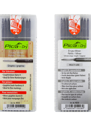 Pica DRY Ersatzminen Graphit Set Wassserlöslich Multi-Use 10 tlg. + Ersatzminen Graphit Härte H 10 tlg. - Toolbrothers