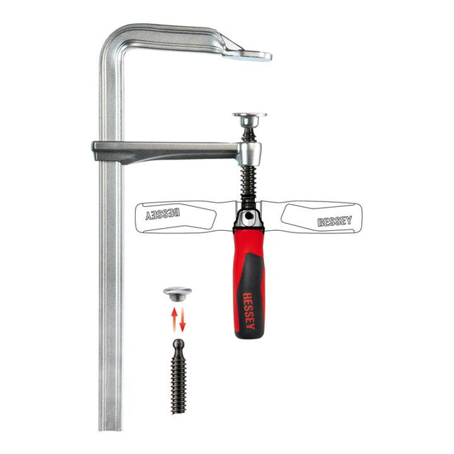 Ścisk śrubowy BESSEY GZ-KG wykonany w całości ze stali Szerokość mocowania 400 mm Występ 120 mm ( 4000831653 )