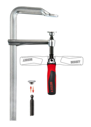 BESSEY Abrazadera de tornillo totalmente de acero GZ-KG luz 600 mm proyección 120 mm (4000831655)