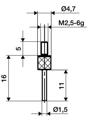 Wkład pomiarowy KÄFER Ø 1,5 mm długość 11 mm trzpień ( 4000851684 )