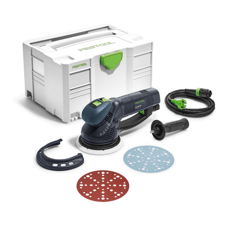 Festool RO 150 FEQ-Plus ROTEX Getriebe Exzenterschleifer 720W 5mm Hub ( 571805 ) im Systainer + 50x Schleifscheiben P60 - Toolbrothers