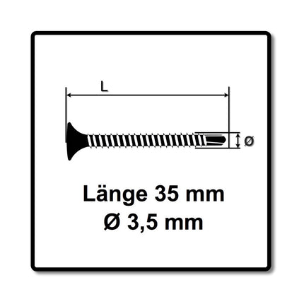 Technofast HBTF3535TD 1000 x Schnellbauschrauben Magazinschrauben 3,5 x 35 PH2 Feingewinde Teks-Bohrspitze - Toolbrothers