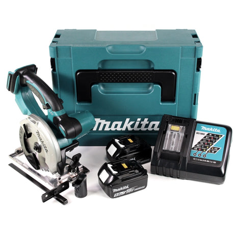 Makita DSS 501 RTJ 18V 136 mm Li-ion Akku Handkreissäge im Makpac + 2x 5,0 Ah Akku + Ladegerät - Toolbrothers