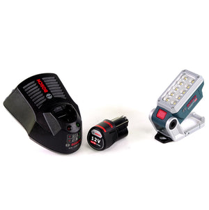 Lampa akumulatorowa Bosch GLI 12V-330 DeciLED + 1 x akumulator 3,0 Ah + ładowarka