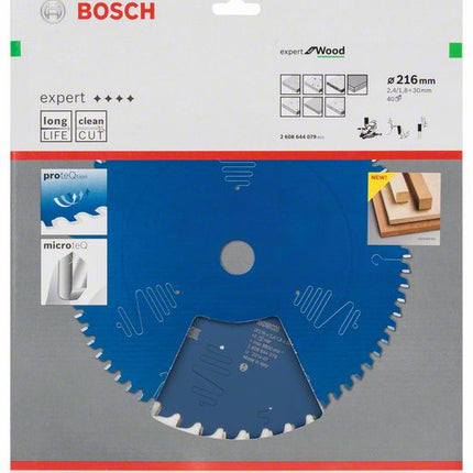 BOSCH Piła tarczowa Expert do drewna Ø zewnętrzna 216 mm Liczba zębów 40 WZ ( 8000342089 )