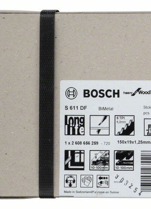 BOSCH Lame de scie sabre S 611 DF S 611 DF Longueur 150 mm Largeur 19 mm ( 8000343747 )