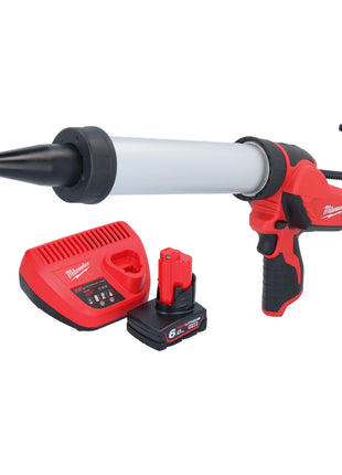 Pistola de cartuchos a batería Milwaukee M12 PCG/400A-601 12 V 400 ml + 1x batería 6,0 Ah + cargador