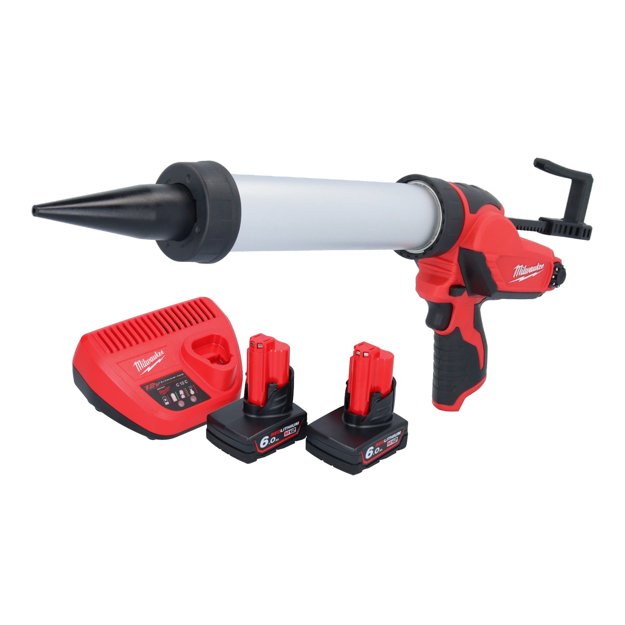 Milwaukee M12 PCG 400A 602 Akku Kartuschenpistole 12 V 400 ml 2x Akku 6 0 Ah Ladegeraet 0 - toolbrothers