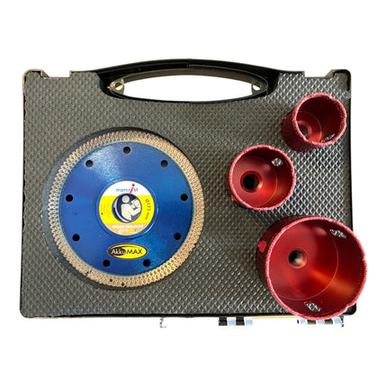 Zestaw do cięcia i wiercenia płytek ceramicznych Marcrist 125 mm + 1x tarcza tnąca + 3x wiertła do pracy na sucho ( 3999.101.234 ) + walizka