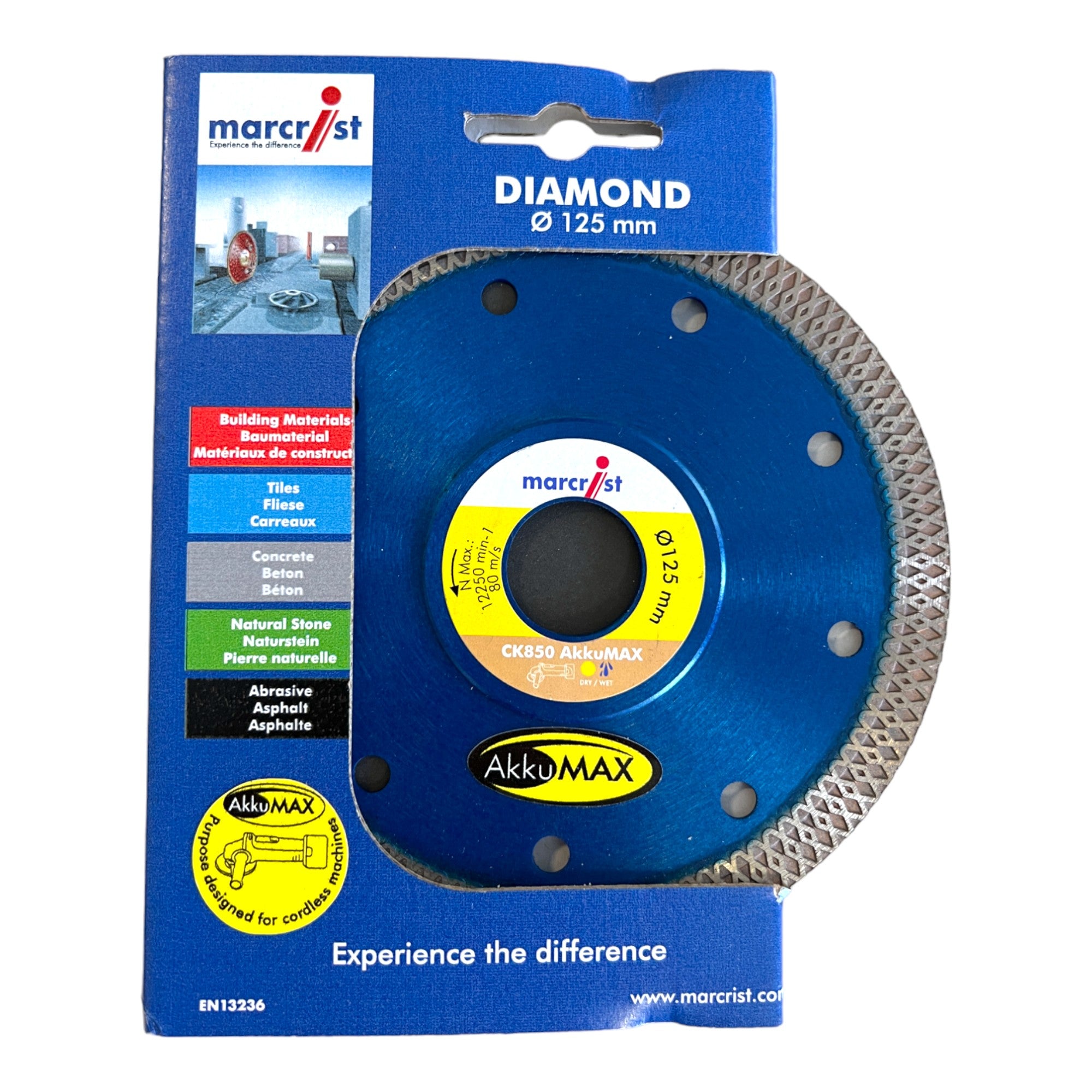 Marcrist CK850 AkkuMAX Fliesen und Feinsteinzeug Diamanttrennscheibe 125 x 22 23 mm 1853 0125 22  0 - toolbrothers