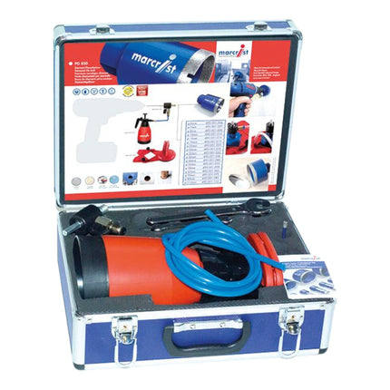 Zestaw startowy do glazury Marcrist PG850 z wiertłem do glazury PG850 6 mm + butla z wodą pod ciśnieniem + uniwersalna pomoc do wiercenia ( 490.001.004 ) + walizka