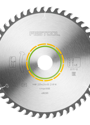 Festool HW 225x2,6x30 W48 Kreissägeblatt WOOD FINE CUT 4 Stk. ( 4x 488289 ) 225 x 2,6 x 30 mm 48 Zähne für Tischlerplatten, Sperrholz, Multiplexplatten, Acrylglas, MDF