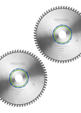 Festool HW 225x2,6x30 TF68 piła tarczowa aluminium / tworzywa sztuczne 2 szt. ( 2x 488291 ) 225 x 2,6 x 30 mm 68 zębów do aluminium, metali nieżelaznych, tworzyw sztucznych, PVC