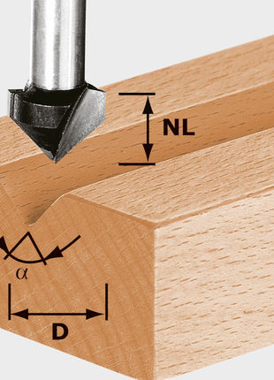 Festool HW S8 D14/7/90° V-Nutfräser ( 490999 ) für OF 900, OF 1000, OF 1010, OF 1010 R, OF 1400, OF 2000, OF 2200