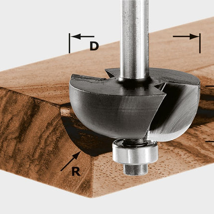 Festool HW S8 D28,7/R8 KL Hohlkehlfräser ( 491019 ) für OF 900, OF 1000, OF 1010, OF 1010 R, OF 1400, OF 2000, OF 2200