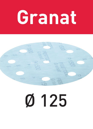 Disco abrasivo Festool STF D125/8 P1200 GR/50 granate (497181) para RO 125, ES 125, ETS 125, ETSC 125, ES-ETS 125, ES-ETSC 125, ETS EC 125, LEX 125