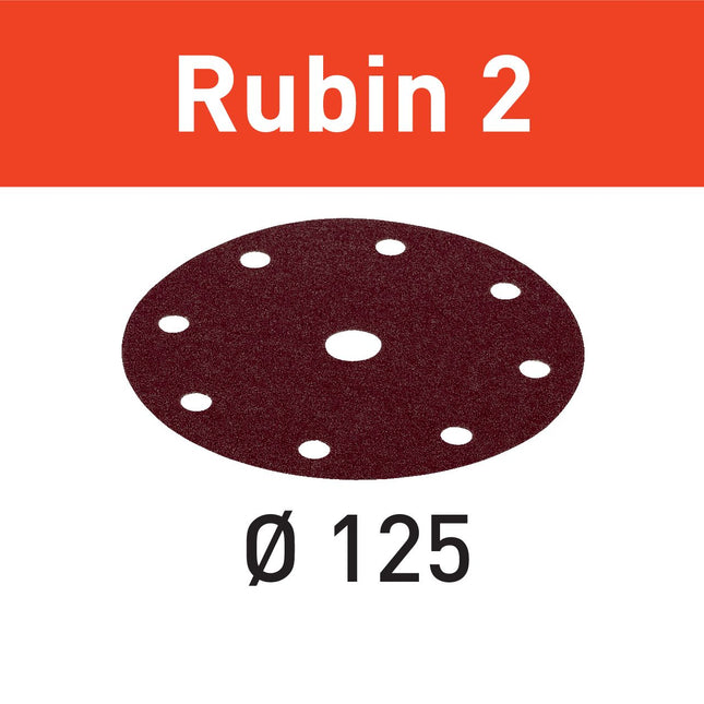 Festool STF D125/8 P150 RU2/50 Schleifscheibe Rubin 2 ( 499098 ) für RO 125, ES 125, ETS 125, ETSC 125, ES-ETS 125, ES-ETSC 125, ETS EC 125, LEX 125