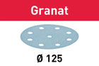 Festool STF D125/8 P400 GR/100 disque abrasif grenat (497177) pour RO 125, ES 125, ETS 125, ETSC 125, ES-ETS 125, ES-ETSC 125, ETS EC 125, LEX 125