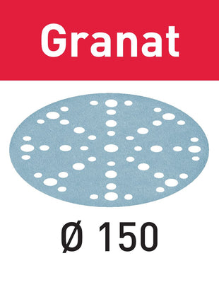 Disco abrasivo Festool STF D150/48 P500 GR/100 granate (575173) para RO 150, ES 150, ETS 150, ETS EC 150, LEX 150, WTS 150, HSK-D 150